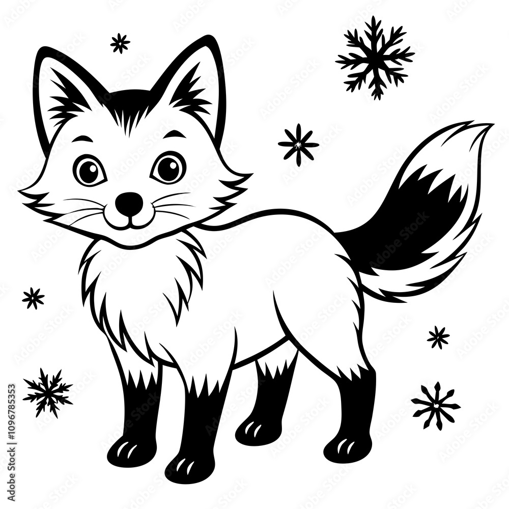 Fototapeta premium Christmas Playful Arctic Fox with white background