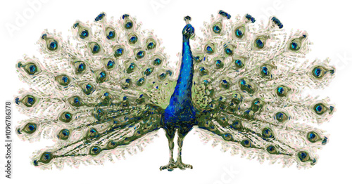 Elegant Peacock Illustration with Vibrant Colors in Vector Style