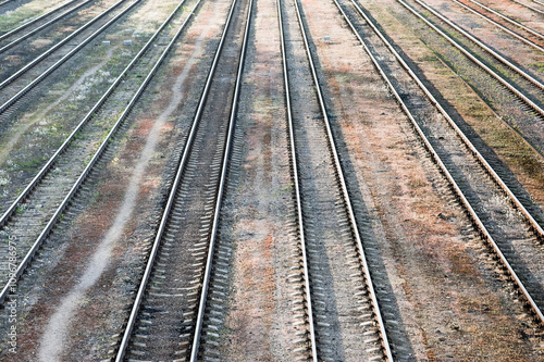 railway tracks without trains and carriages
