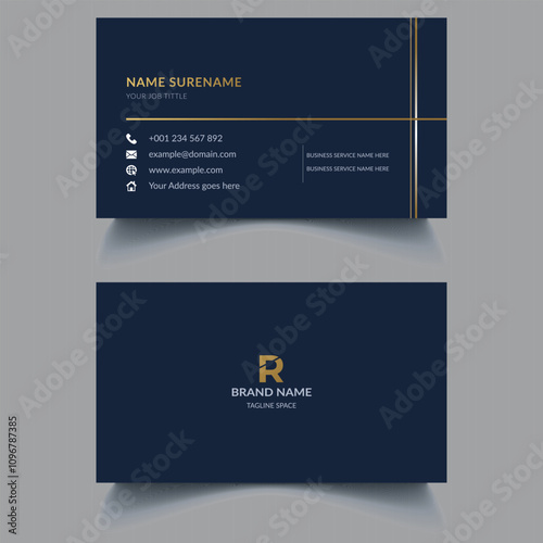Modern business Card Template Design. Visiting Card Design, Creative Business Card Design. Navy Blue business card Design, 
Business Card Template with a modern design and clean layout.