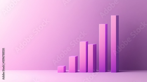 A gradient pink background with ascending purple bars representing growth or progress.