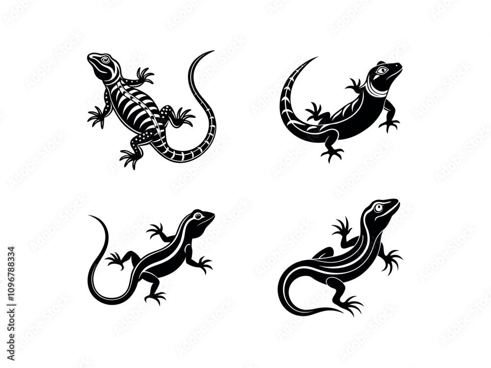 4 bundle of lezard silhouette art 4 bundle of lezard silhouette art
