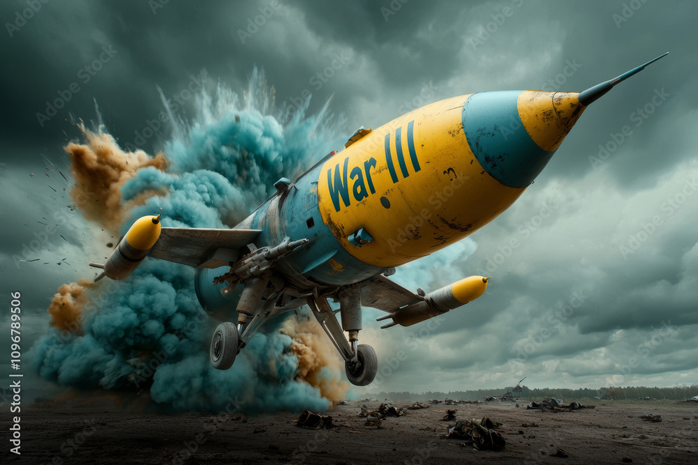 Nuclear Missile War III Explosion with Dramatic Sky and Chaos Nuclear Missile War III Explosion with Dramatic Sky and Chaos