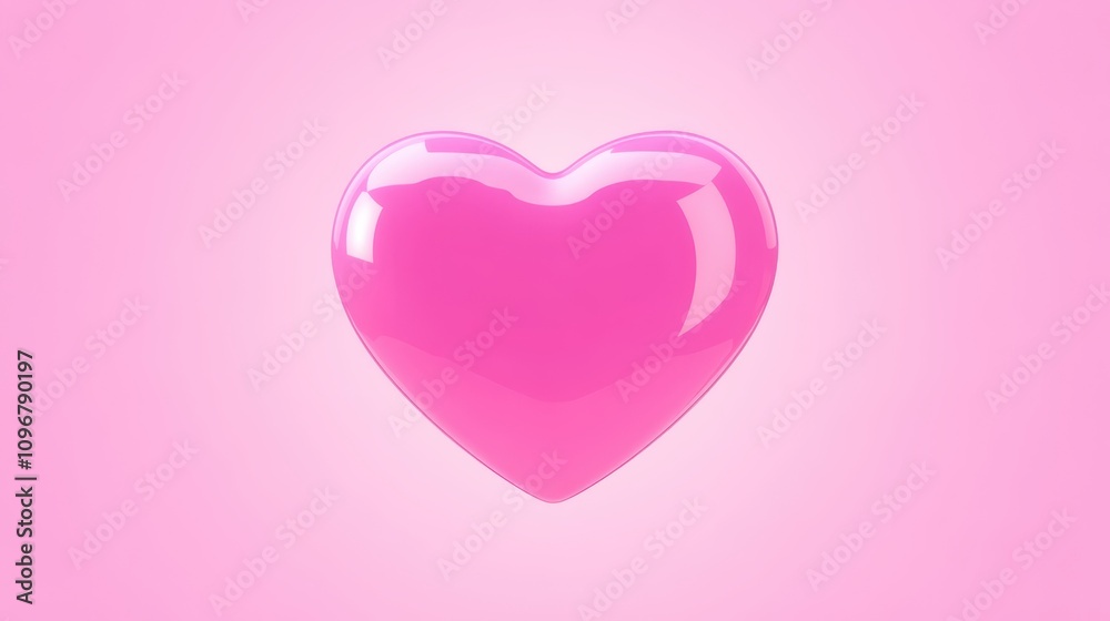 Glossy Pink Heart on Minimal Background Glossy Pink Heart on Minimal Background
