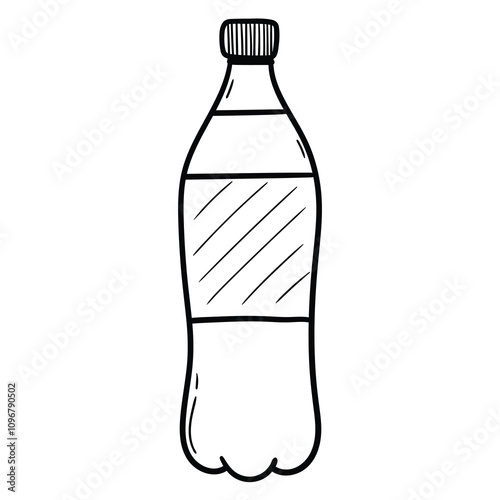 Hand drawn doodle plastic bottle of water on white background.