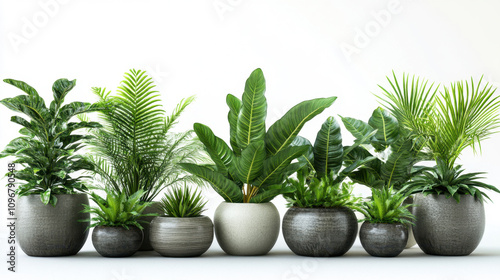 Potted plants in modern style for interior design or wallpaper.