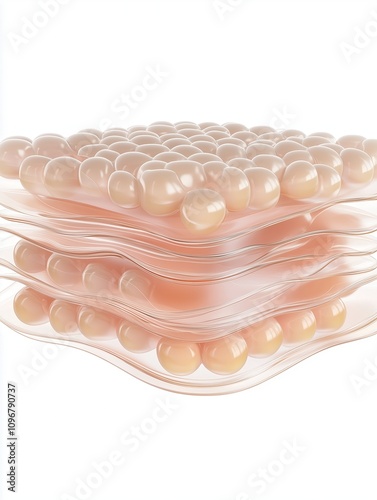 Skin structure 3d render. Abstract skin layer with cells