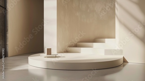 Cream Podium Display - a minimalist and elegant visual. The cream-toned podium offers a clean and sophisticated backdrop for showcasing products or designs.