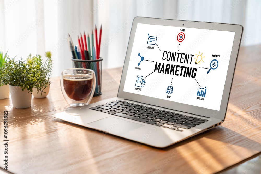 Fototapeta premium Content marketing for modish online business and e-commerce marketing strategy