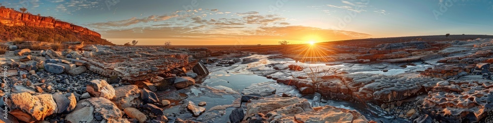 Fototapeta premium Sunset Over a Rocky Landscape in Australia
