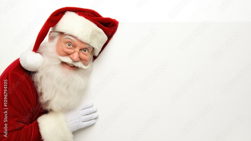Santa Claus with blank poster on white background Santa Claus with blank poster on white background