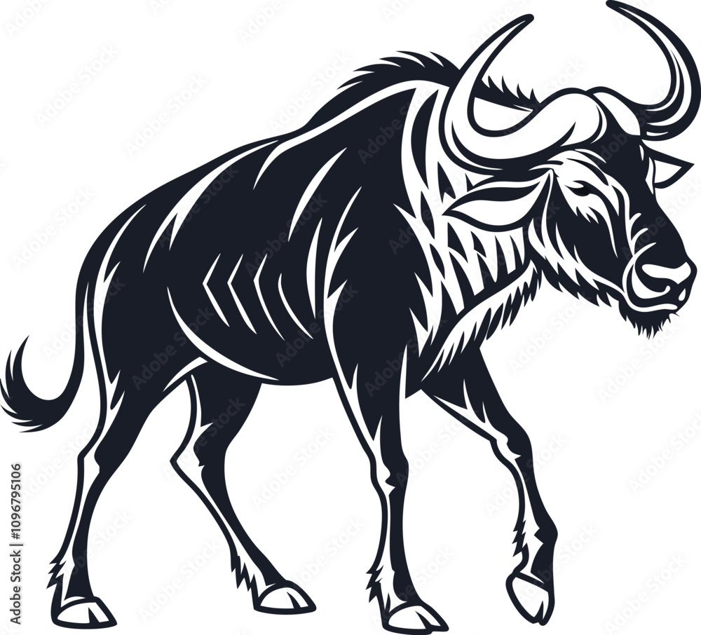 Obraz premium Ox, African Ox silhouette vector art illustration 