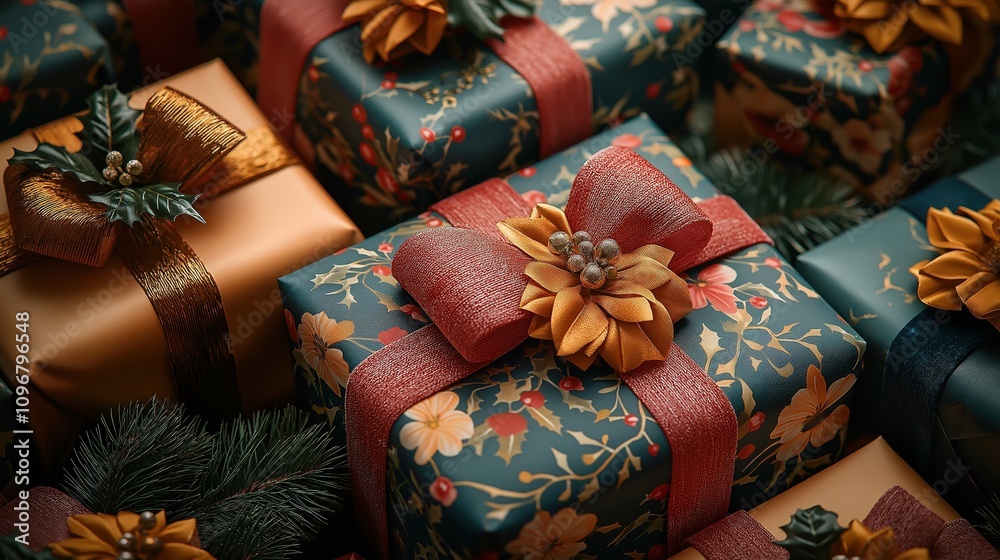 Fototapeta premium Festive Gift Wrapping Ideas for Joyful Celebrations