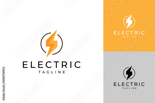 Electricity logo design template, electric and round shape concept