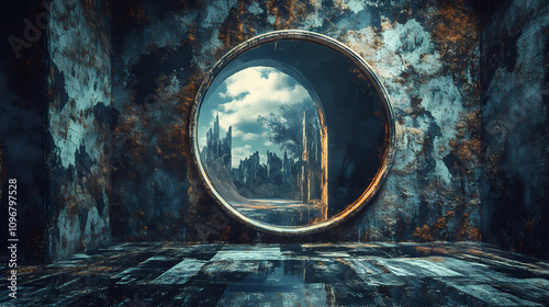 Reflecting the fantastical realm a mirror s duality of reality and dreams. Illusionary Mirror Portal. Illustration photo