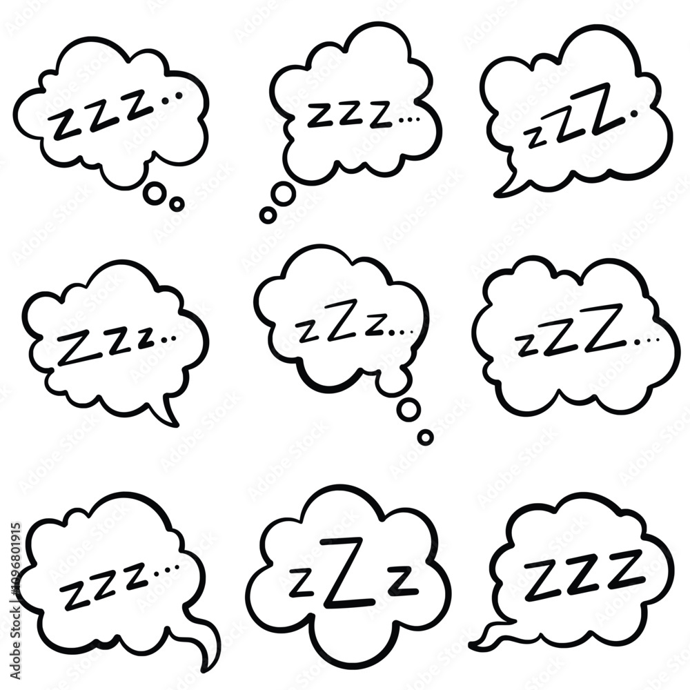 set of hand drawn zzz collection element set of hand drawn zzz collection element