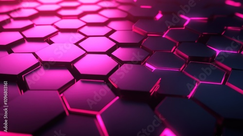 Abstract Hexagon Pattern: Pink and Purple 3D Geometric Design