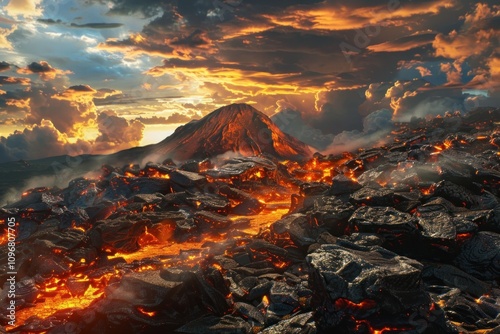 beautiful volcanic ecosystem landscape