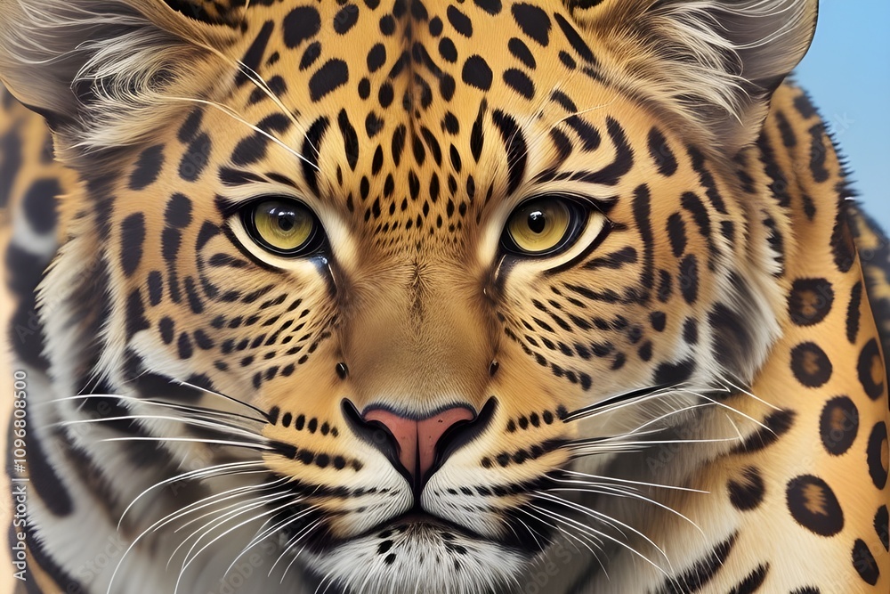 An artistic close-up of a leopard showcasing all of its magnificent features. The bright colors highlight the beauty of this wild animal Generative AI An artistic close-up of a leopard showcasing all of its magnificent features. The bright colors highlight the beauty of this wild animal Generative AI