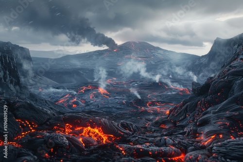beautiful volcanic ecosystem landscape