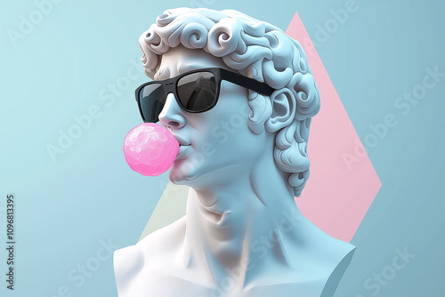 Modern art meets classic sculpture a playful david in sunglasses contemporary space