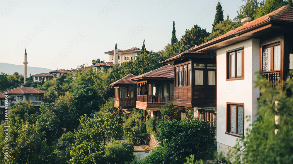 Ottoman Wooden Homes in Kuzguncuk Surrounded by Lush Trees