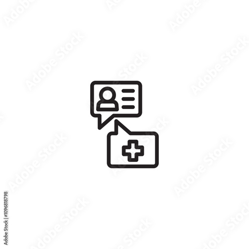 Black single round medical chatting line icon, simple online support flat design pictogram. Editable icon.