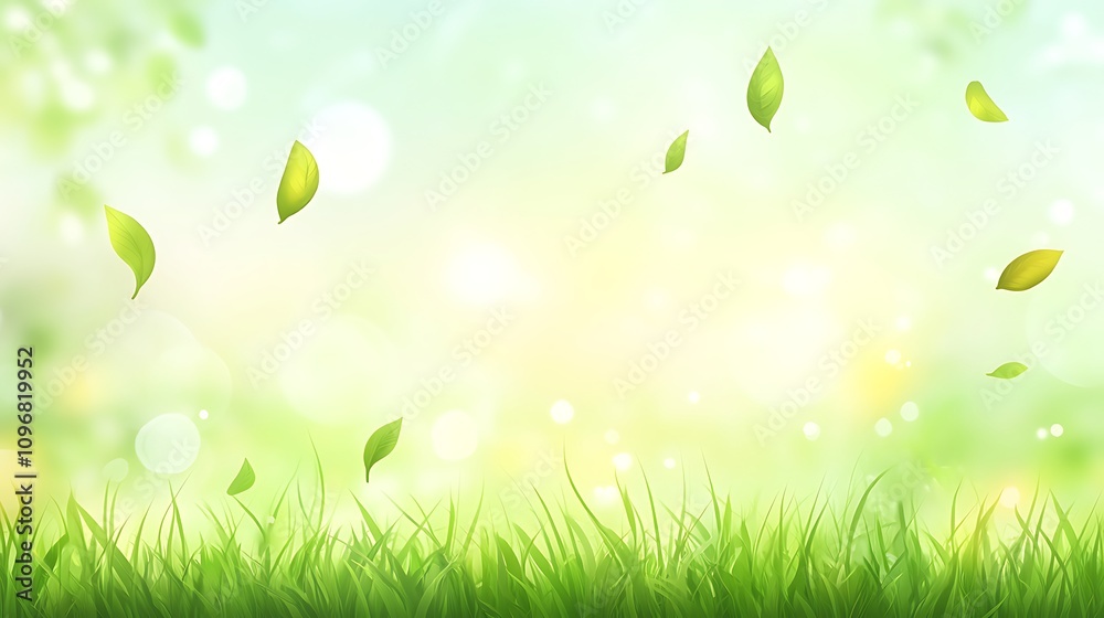 Obraz premium A scenic view of fresh green foliage gently swaying in the breeze, blurred to highlight its charm and natural lushness. 