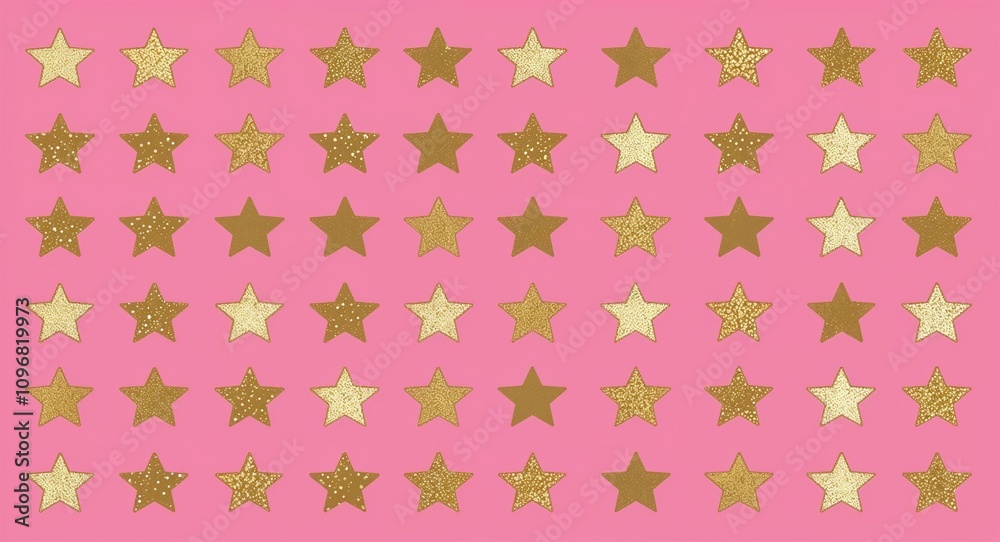 Gold Star pattern hand drawn design on Pink background illustration Gold Star pattern hand drawn design on Pink background illustration