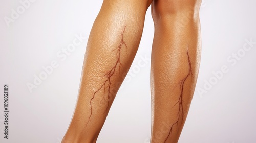 A woman's legs are covered in bruises