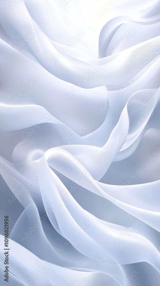 Obraz premium Delicate white fabric gracefully flowing, creating a serene and ethereal atmosphere.