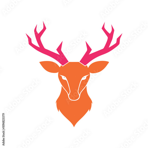 color christmas reindeer on white background 