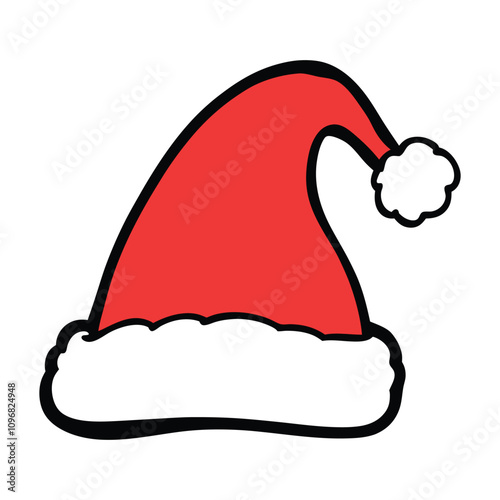 illustration of coloring Santa Claus hat on white background