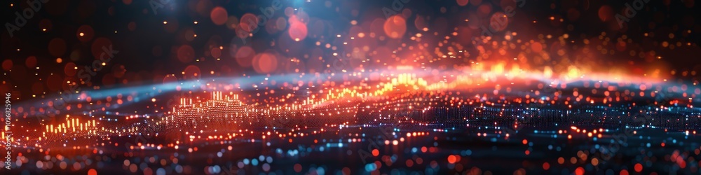 Abstract Digital Landscape with Red and Blue Lights Abstract Digital Landscape with Red and Blue Lights