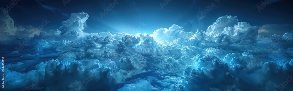 Aerial View of a Dramatic Blue Sky with Cumulus Clouds Aerial View of a Dramatic Blue Sky with Cumulus Clouds