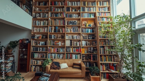 Favorite books on a specially constructed bookshelf