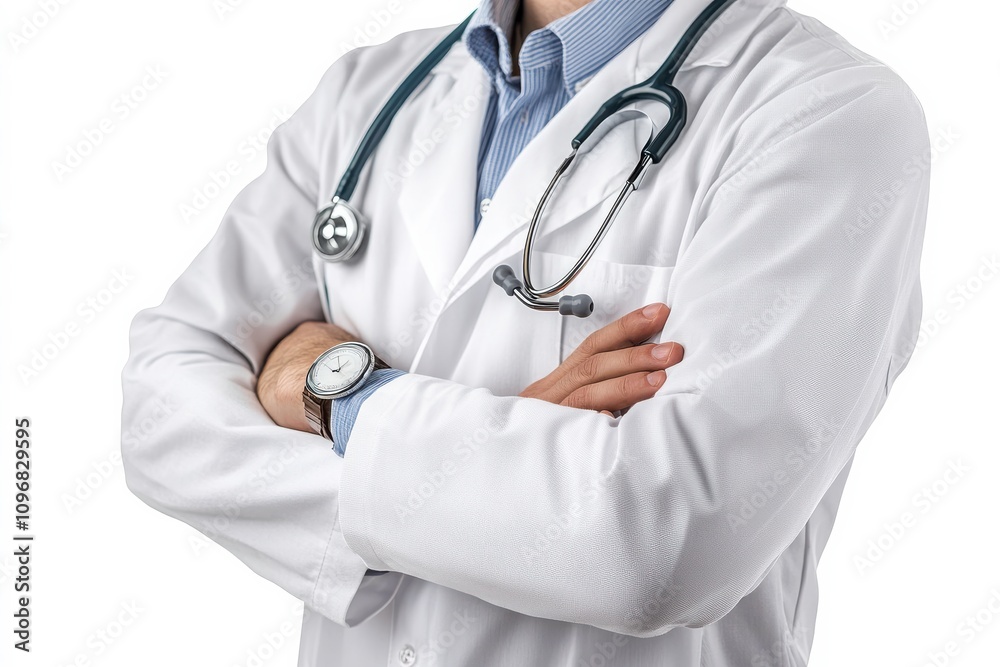 Professional in Lab Coat with Confident Pose Professional in Lab Coat with Confident Pose