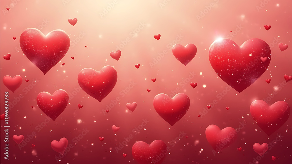 Seamless heart shaped balloons 3D gift box with hearts. Valentine s day design background Seamless heart shaped balloons 3D gift box with hearts. Valentine s day design background