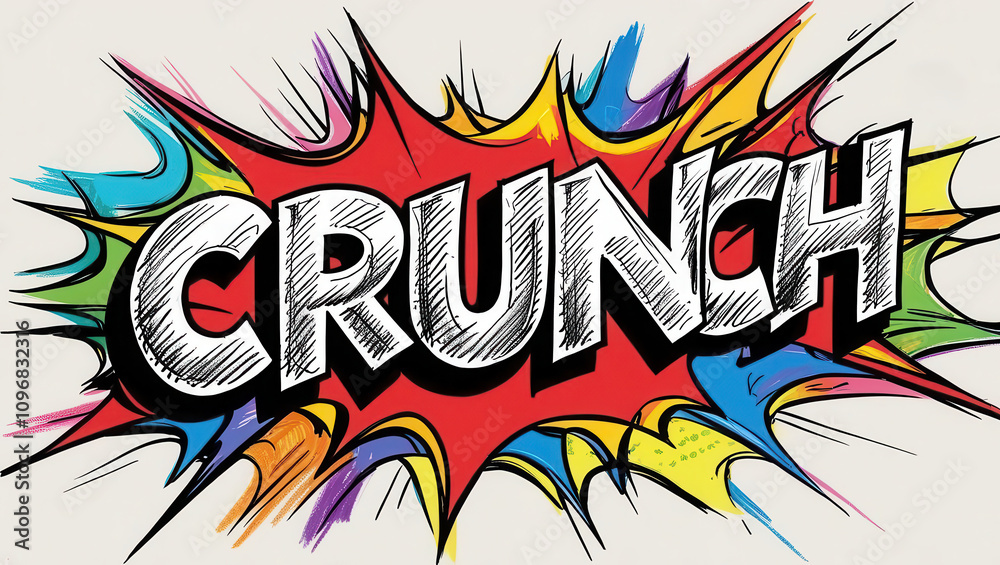 Naklejka premium A vibrant comic-style graphic featuring the word 