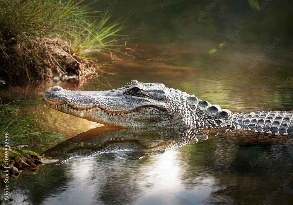Fototapeta premium Close up of an alligator in water