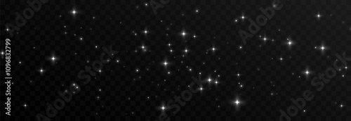 Vector space stars png. Glowing stars on transparent background. Space star background.