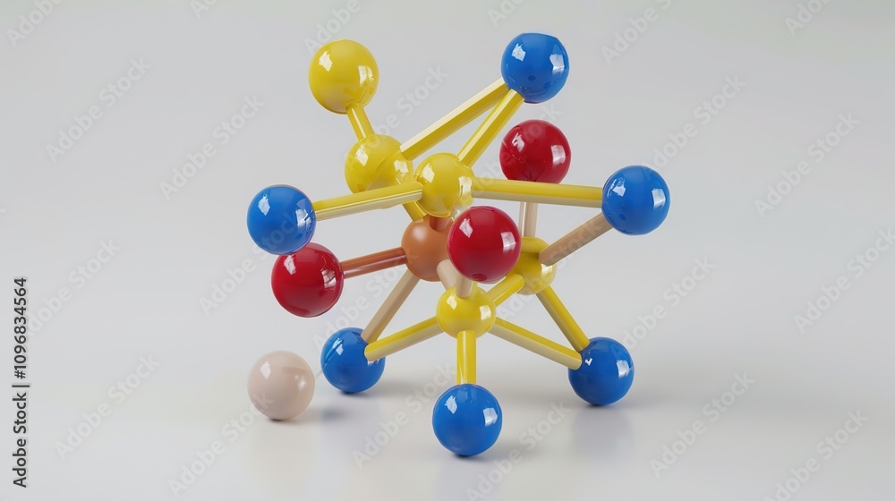 Obraz premium Abstract Molecular Structure Model - a futuristic and intricate visualization. The design showcases a scientific and modern concept with captivating details.