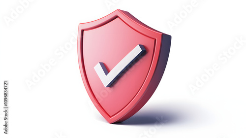 cartoon 3d Icon safety shield check mark perspective . . 3d vector illustration. white background --ar 16:9 --v 6.1