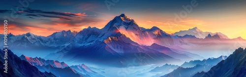 Majestic Mountain Range at Sunset