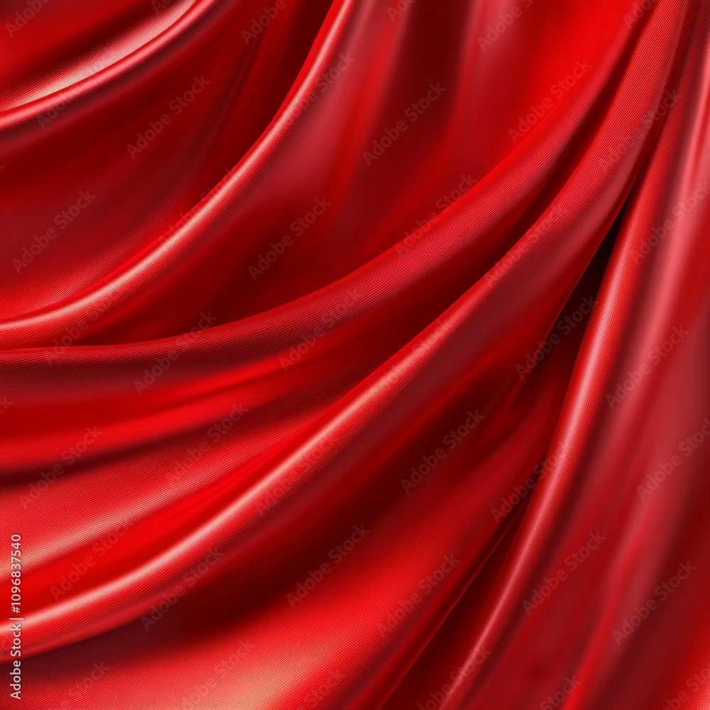 Luxurious Draped Fabric on Red Solid Background. Ideal for Elegant Design Presentation or Smooth Artistic Display Luxurious Draped Fabric on Red Solid Background. Ideal for Elegant Design Presentation or Smooth Artistic Display
