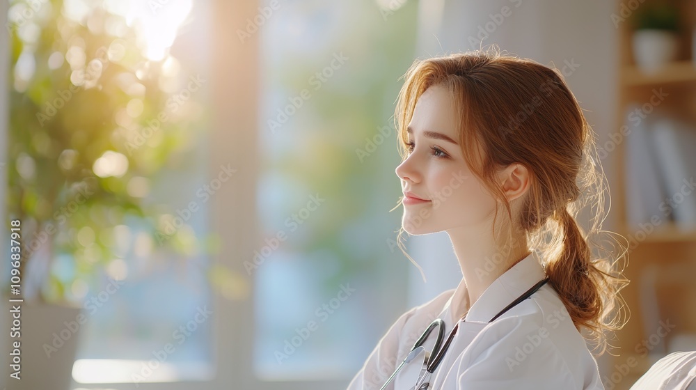 Beautiful woman doctor feel happy Beautiful woman doctor feel happy