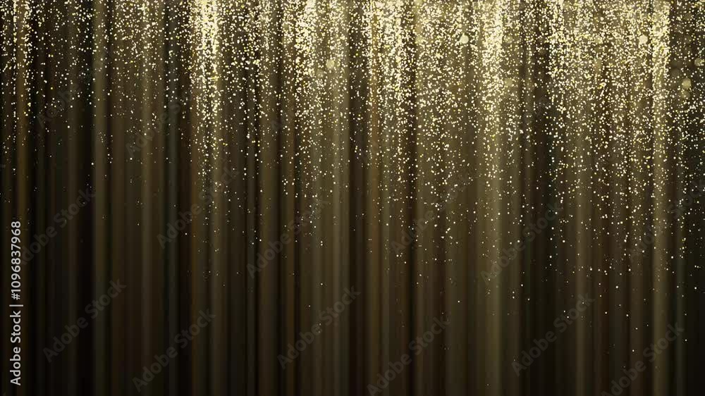 Glimmering rainfall. Dazzling gold particle drizzle.