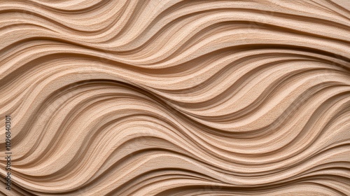 A textured surface with flowing, wave-like patterns in soft beige tones, creating an elegant and modern aesthetic.