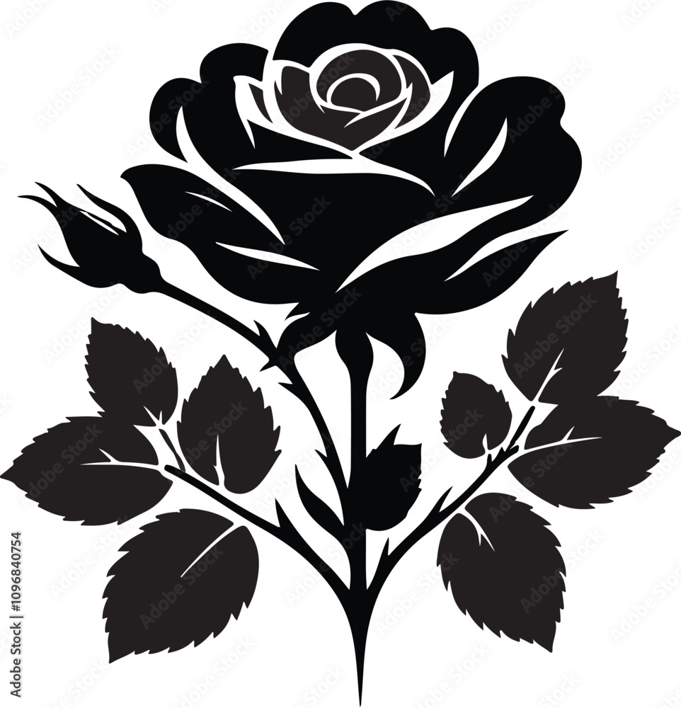 Obraz premium A silhouette of little black rose flower