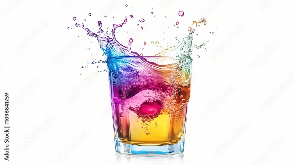 Splash of Colorful Liquid in Clear Glass with Vibrant Textures Splash of Colorful Liquid in Clear Glass with Vibrant Textures